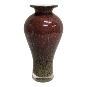 Tall Red and Gold Art Glass Vase