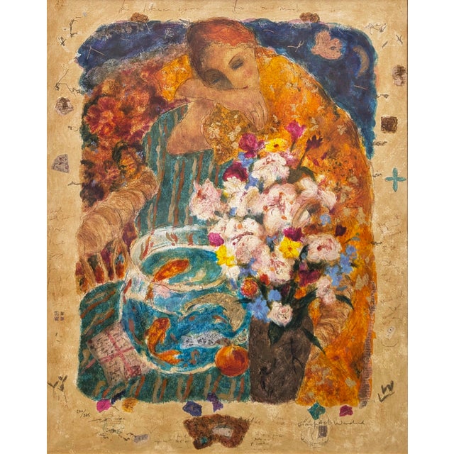 Serigraph in colors on paper. Hand signed lower right margin by Roy Fairchild-Woodard. Hand numbered 200/385 lower left...