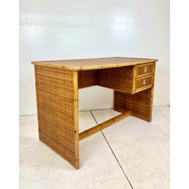 Vintage Dal Vera Italian Rattan Bamboo Desk For Sale - Image 9 of 12