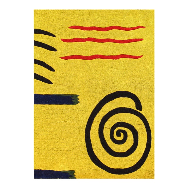 Modern Hand-Tufted Yellow Area Rug made of fine pure lamb's wool. Easy care and maintenance. The timeless style of this...