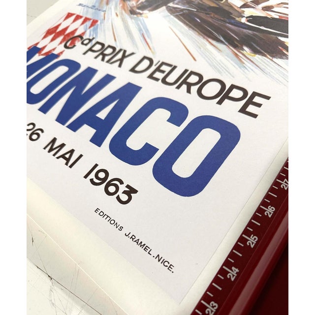 Monaco Grand Prix 1963 Beligond Vintage French Automobile Racing Poster For Sale - Image 4 of 5