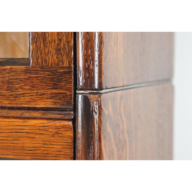 Wood Antique Five Section Oak Barrister Bookcase With Beveled Glass For Sale - Image 7 of 11
