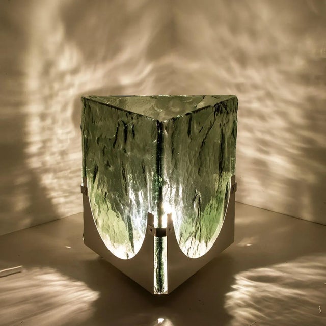 Large Green Glass Cube Table Light from Leucos, 1970 For Sale - Image 3 of 15