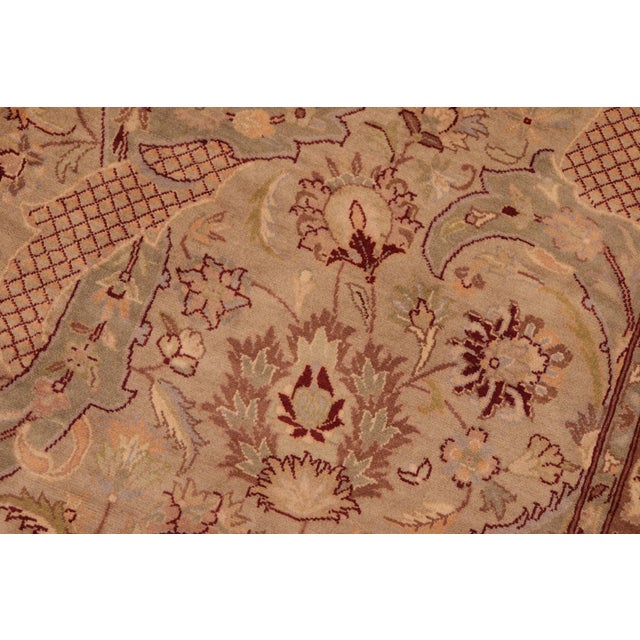 Shabby Chic Beautiful 1990's Pak-Persian Taupe/Green Wool Rug - 6'1'' X 9'3'' For Sale - Image 3 of 9
