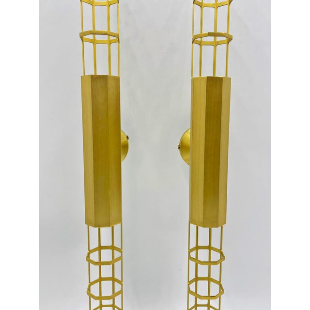 Metal Pair Baxter "Palomar" Brass Sconces by Pietro Russo, Italian Modern Lights For Sale - Image 7 of 18