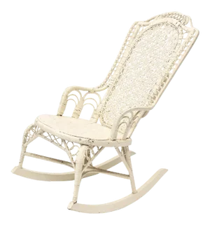 Victorian Wicker Rocker with Interlocking Circle Arms and Spider Woven Back