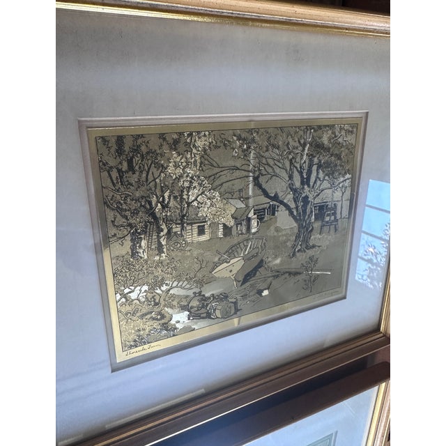 Vintage Lionel Barrymore Etched Gold Foil Nautical Prints Signed and Framed - Set of 4 For Sale - Image 12 of 14