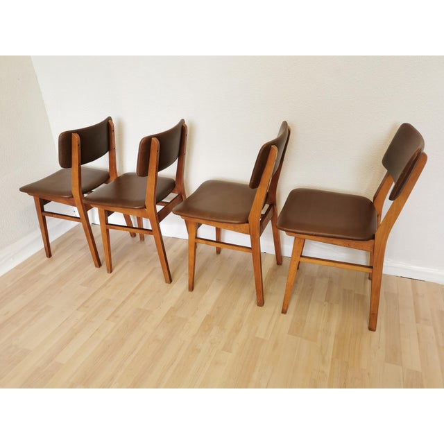 Wood Mid-Century Dining Chairs with Leather Seats from Stol Kamnik, 1970s, Set of 4 For Sale - Image 7 of 18