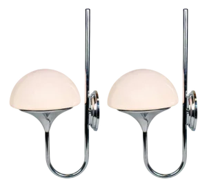 Wall Lights with Opaline Lampshades, 1960s, Set of 2
