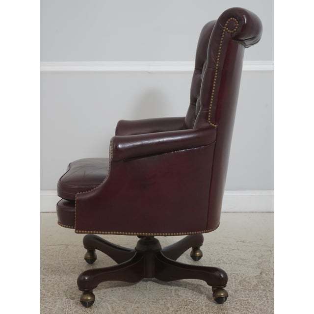 Traditional Kittinger Burgundy Tufted Leather Executive Desk Chair For Sale - Image 3 of 18