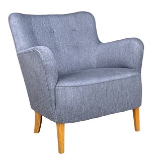 Danish Art Deco Lounge Chair in Wool, 1940s For Sale