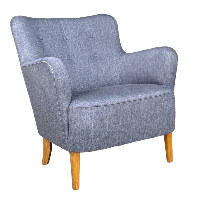 Danish Art Deco Lounge Chair in Wool, 1940s For Sale