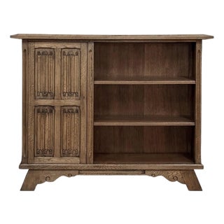 Vintage Dutch Gothic Revival Oak Barrister's Bookcase For Sale