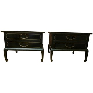 Am. Of Martinsville Black Lacquer Tables - Pair For Sale
