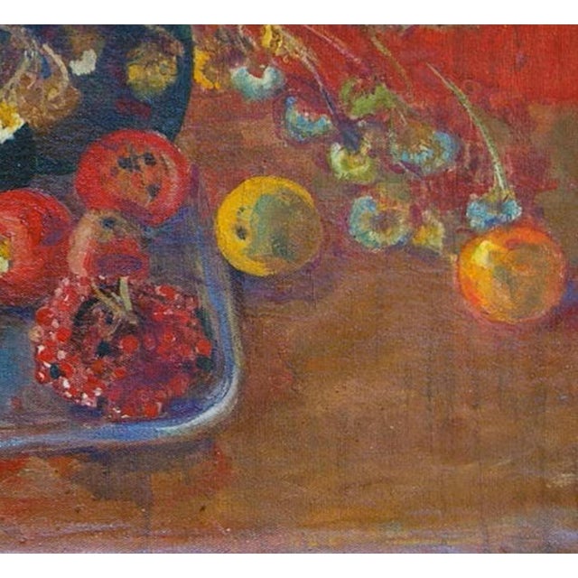 1970s Vintage Floral Still Life Oil Painting, Soviet Ukrainian Art, 1970s 80-90 For Sale - Image 5 of 6