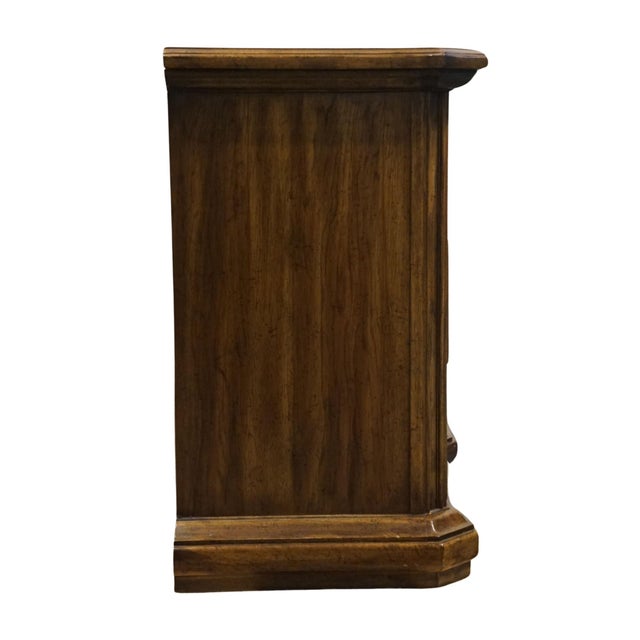 American of Martinsville Solid Walnut Italian Mediterranean 79″ Triple Door Dresser 2384-216 For Sale - Image 11 of 12