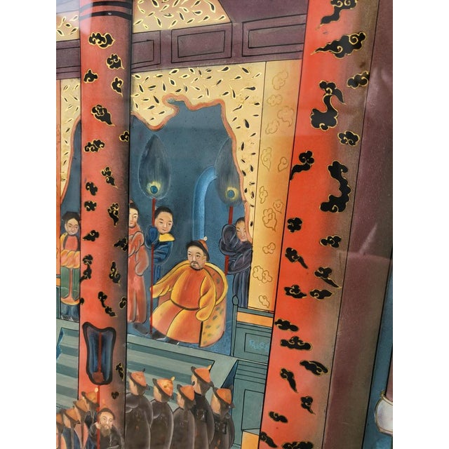 View of a Palace in Asia, 20th Century, Reverse Glass Painting For Sale - Image 15 of 18