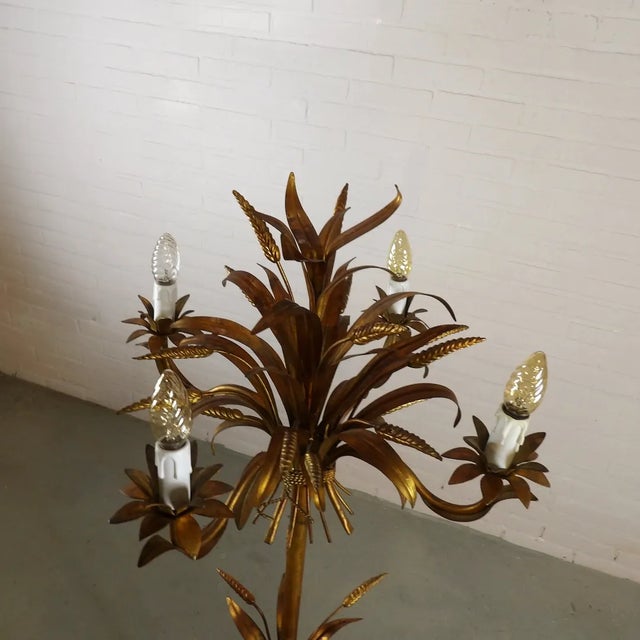 Hollywood Regency Floor Lamp with Wheat Motif in Gold Leaf by Hans Kögl For Sale - Image 4 of 7