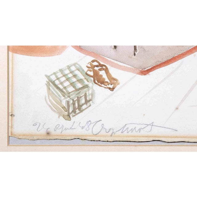 My Room is a Drawing on paper realized by an Anonymous artist in the 1948. Watercolour on paper. Hand-signed, illegible,...