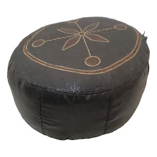 Vintage Berber Leather Ottoman, 1970s For Sale