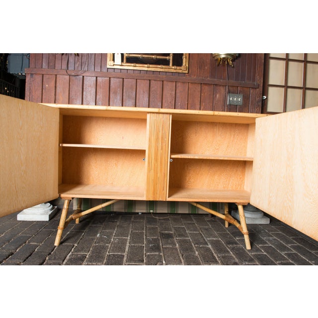 1950s French Mid-Century Rattan Buffet by Audoux & Minet with Tiles, Attributed For Sale - Image 11 of 13