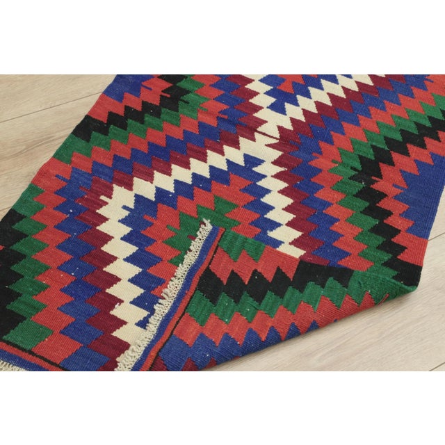 1980s African Red Blue Ikat Small Rug For Sale - Image 11 of 13