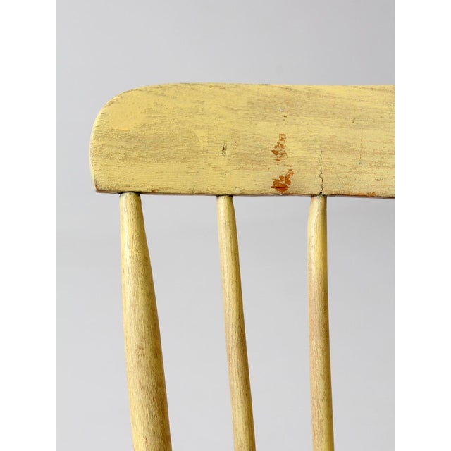 Farmhouse Antique Primitive Painted Plank Seat Chair For Sale - Image 3 of 12