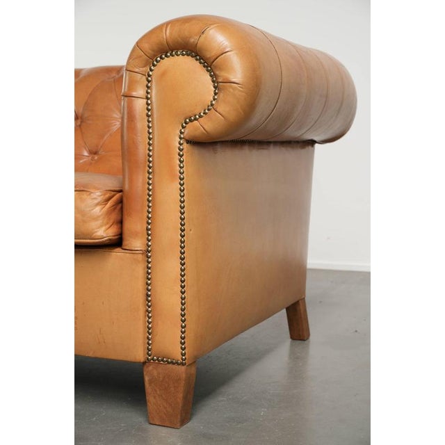 2.5-Seater Chesterfield Sofa in Sheepskin Leather For Sale - Image 12 of 14