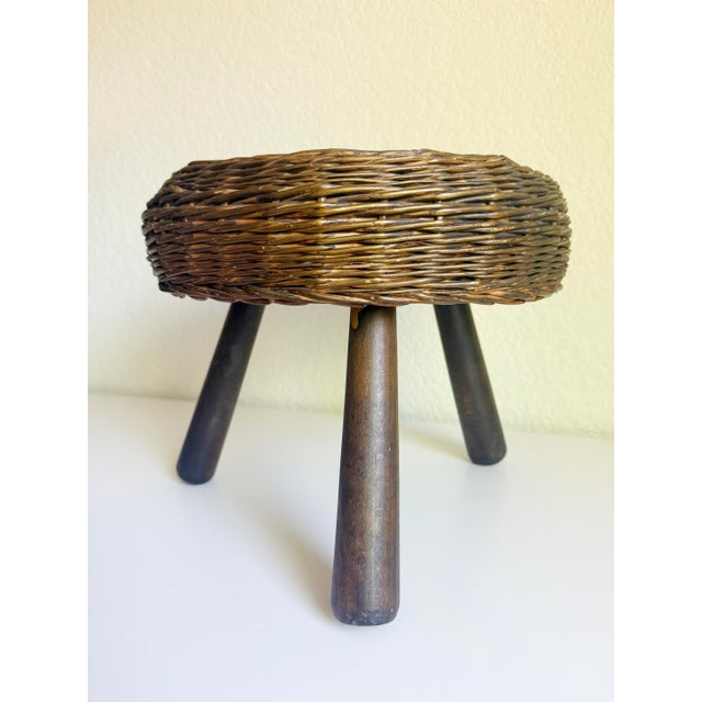 Wicker Tripod Stool, Tony Paul, 1950s, Attributed For Sale - Image 10 of 12