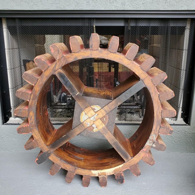 Wood Antique Industrial Wooden Foundry Toothed Cogwheel Gear Mold as Modern Sculpture For Sale - Image 7 of 8