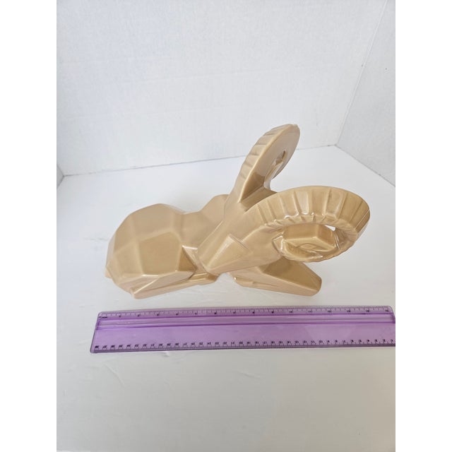 This item is a highly collectible Vintage Jaru California Art Pottery Ram sculpture. Known for its geometric, cubist form...