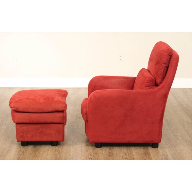 Roche Bobois Roche Bobois Italian Modern Upholstered Lounge Armchair and Ottoman For Sale - Image 4 of 12