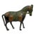 Vintage Mid-Century Indian Hand-Cast Brass Horse Figurine With Etched Verdigris Details For Sale
