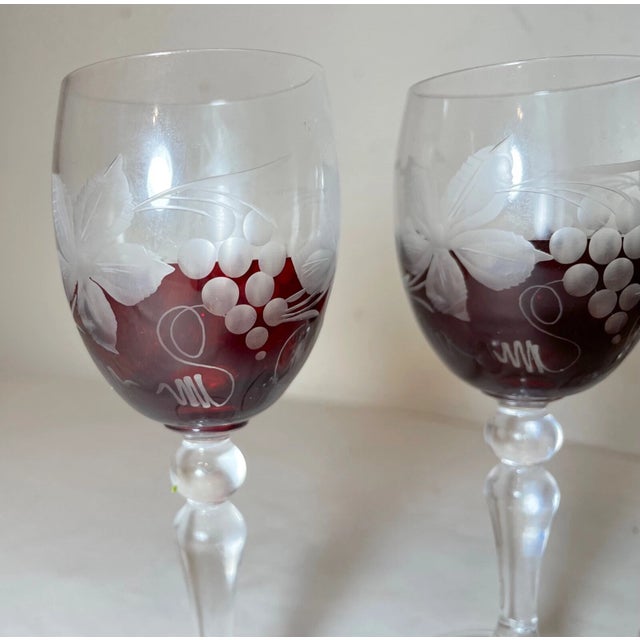 1940s Antique Cut to Clear Crystal Glass Shot Cordial Glasses W/ Stems -Set of Three For Sale - Image 9 of 10