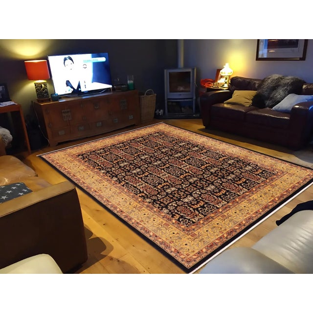 Contemporary 1980s Bohemien Ziegler Blue Gold Hand-Knotted Wool Rug - 9'1'' X 11'7'' For Sale - Image 3 of 10