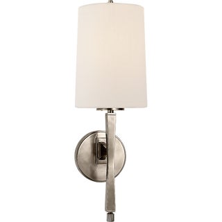 Thomas O'Brien for Visual Comfort Signature Edie Sconce in Antique Nickel with Linen Shade For Sale