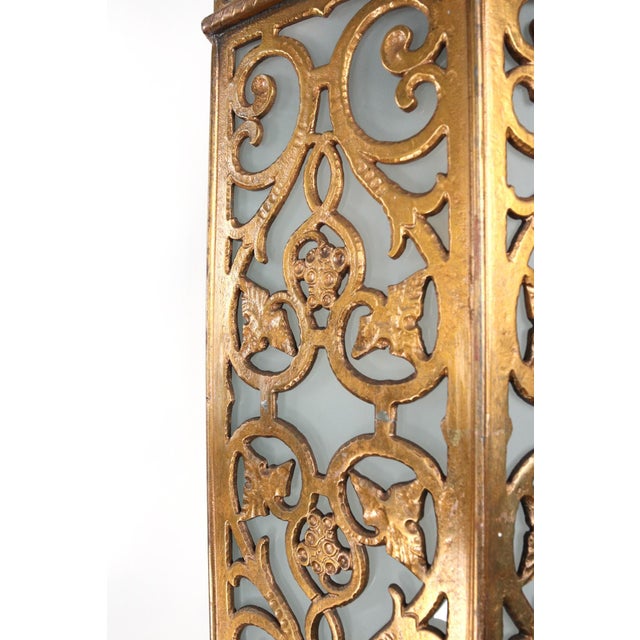 Metal Mid 20th Century Oscar Bach Style Cast Bronze Frosted Glass Pendant Light For Sale - Image 7 of 14