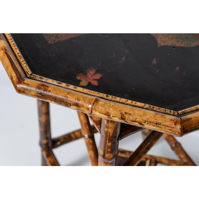 19Th. Century Octagon Tiger Bamboo & Lacquer Side Table, C1880 For Sale - Image 4 of 13