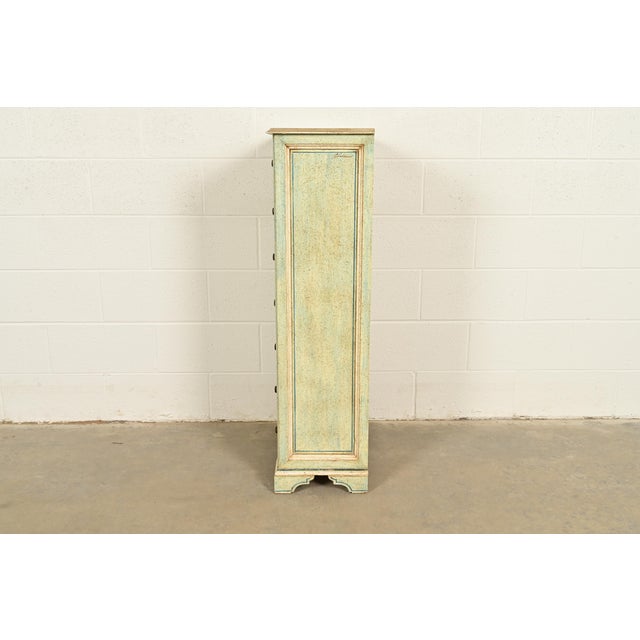 Italian Neoclassical Green and Cream Painted Lingerie Chest or Semainier For Sale - Image 13 of 16