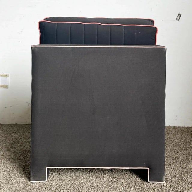 1980s Postmodern Black and Pink Sofa Lounge Chair For Sale - Image 5 of 10