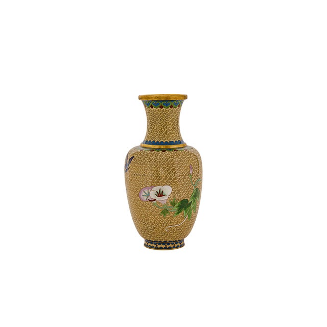 Chinese Vintage Chinese Cloisonné Brass Enamel Vase For Sale - Image 3 of 10