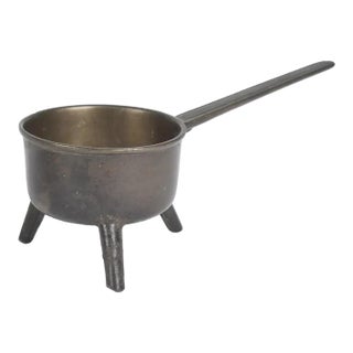 Antique 18th Century English Cast Bronze Footed Skillet Posnet For Sale