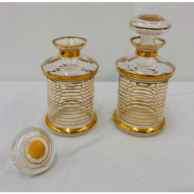 Antique Gold Rimmed Perfume Bottles - a Pair For Sale - Image 9 of 9