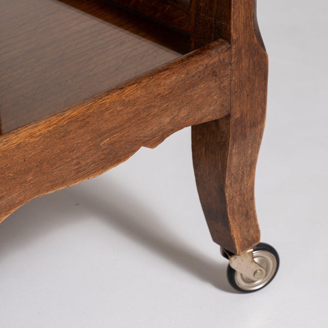 Brown French Oak Bar Cart, Antique, France, Circa 1940 For Sale - Image 8 of 13