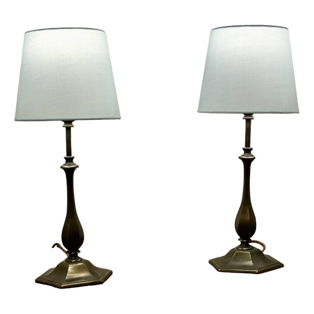 Art Deco Style Table Lamps in Brass, 1930s, Set of 2 For Sale
