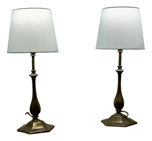 Art Deco Style Table Lamps in Brass, 1930s, Set of 2