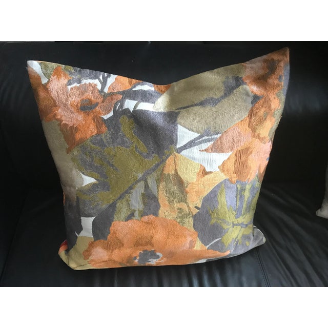 Textile Silk D. V Kap Home Large Orange and Olive Floral Decorative Pillow Cover For Sale - Image 7 of 7