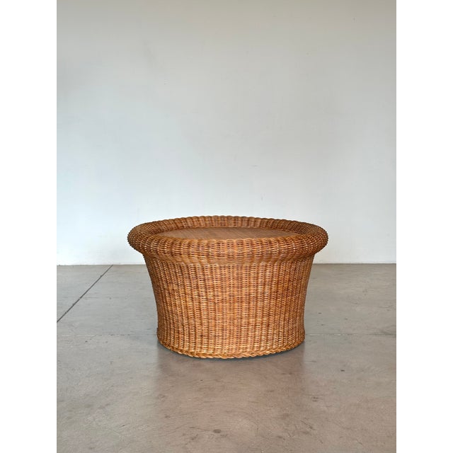 Round Wicker Coffee Table, 1970s For Sale - Image 4 of 10