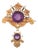 Late 19th Century Victorian 14k Yellow Gold Hand Engraved Amethyst Brooch For Sale