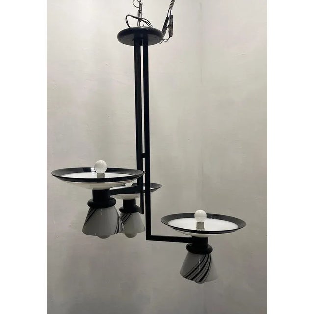 Black and white architectural murano glass light pendant black and white murano glass shades with a geometric design black...